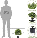 THE BLOOM TIMES 2ft Artificial Topiary Ball Trees Outdoor Set of 2, 24" Tall Faux Cedar Plants Outside UV Resistant Greenery Fake Evergreen Potted Bushes and Shrubs for Front Porch Patio Planter Decor by GreenHaven Gardens