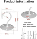Ceiling Hooks for Hanging Plants- Metal Heavy Duty Wall Mounted Hangers for Hanging Bird Feeders, Planters, Wind Chimes, Include Professional Drywall Anchors (5 Pack) (Bright White) by GreenHaven Gardens