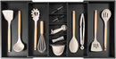 Adjustable Kitchen Drawer Organizer for Utensils and Junk, Food-Safe Contract Grade with 100% Sustainable Wood, Expandable from 19 to 33 Inches Wide - Black Bamboo by CozyNest Decor