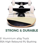 WhiteFang Skateboards for Beginners, Complete Skateboard 31 x 7.88, 7 Layer Canadian Maple Double Kick Concave Standard and Tricks Skateboards for Kids and Beginners by TinyTreasures Baby Boutique