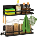 Magnetic Spice Rack Refrigerator Magnetic Shelf Fridge Organizer Space Saver Container for Kitchen/Apartment, Drill free, Black 4 Packs by CozyNest Decor