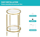 2 Tier Round Side Table, Gold End Table with Glass Top, Modern Metal Clear Coffee Tables, Small Accent Tables for Living Room, Bedroom, 18" x 18" by CozyNest Decor
