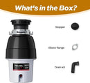 3/4 HP Corded Garbage Disposal for Kitchen Sinks, TECASA Continuous Feed Food Waste Disposer, Sound Reduction, Power Cord Included, Grey and Black - HyperCrush 75 by CozyNest Decor