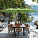 GREEN PARTY 15 ft Rectangle Patio Umbrella with Base Included, Double-Sided Table Umbrella with Crank, Large Outdoor Umbrellas for Patio Poolside Garden Backyard, Lime Green by GreenHaven Gardens