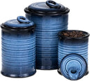 Nihow Food Storage Jar Sets: Ceramic Container with Air Tight Lid for Flour/Sugar/Rice/Coffee/Cookies/Candy - Seal Damp-proof Canister for The Kitchen - Set of 3 （Blue & Black） by CozyNest Decor