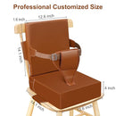 Toddler Booster Seat for Dining Table Kitchen Chair, Waterproof Non-Slip with Backrest & Adjustable Straps, Portable PU Travel Baby Kids Booster Seat Cushion by TinyTreasures Baby Boutique