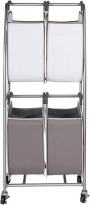 Neatfreak - 2 Tier Vertical Rolling Laundry Cart - Rolling Storage Cart On Wheels With 4 x Tote Hampers For Laundry, Towels, Blankets & Bathroom Organization - Quad Laundry Sorter by CozyNest Decor
