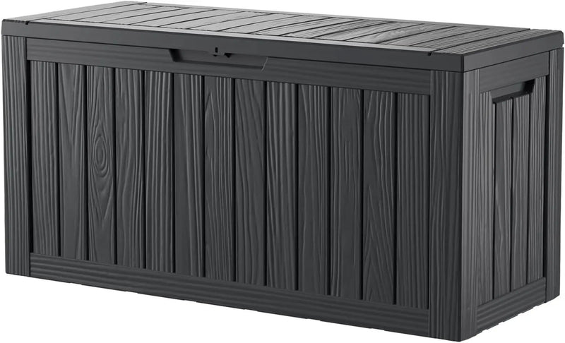 80 Gallon Waterproof Large Resin Deck Box Indoor/Outdoor Lockable Storage Container and Seating for Garden, Pool, and Patio (80 Gallon, Black), photo 2 of 6