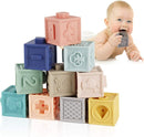 Mini Tudou Baby Blocks Soft Building Blocks Baby Toys Teethers Toy Educational Squeeze Play with Numbers Animals Shapes Textures 6 Months and Up 12PCS by TinyTreasures Baby Boutique