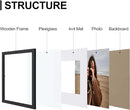 Vittanly 8x8 Picture Frames Set of 9, Shatter Resistant Plexiglass, Display 4x4 Pictures with Mat or 8x8 without Mat, Photo Frames for Wall Mount, Engineered Wood, Black by CozyNest Decor