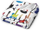 Electric Guitars Pattern Throw Blanket Music Soft Fleece Blanket Men Women Gift for Kids Boys Girls for Party Couch Sofa Bed Deco Blankets 50x40 Inch by CozyNest Decor
