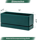D'vine Dev 12 Inch Window Box Planter, Rectangle Plastic Herb Planter with Drainage Holes and Saucer, Indoor Succulent Cactus Vegetable Pot for Windowsill, Garden Balcony, Green, Set of 2, 76-X-C-2 by GreenHaven Gardens