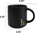 COLLECTIVE HOME - Black Monogram Ceramic Mugs, 15 oz Golden Initial Coffee Cups, Elegant Alphabet Tea Mugs, Personalized Halloween Mug with Gift Box, Perfect for Office and Home Décor (h) by CozyNest Decor