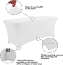 IVAPUPU 2 Pack 6FT Table Cloth for Rectangular Fitted Events Stretch White Table Covers Washable Spandex Spring Tablecloth Protector for Party, Wedding, Cocktail, Banquet, Festival by CozyNest Decor