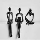 Home Decor Thinker Statue Accents, Set of 3 Thinker Sculptures Office Decor Modern Abstract Resin Decoration on Shelf Table Desk for Living Room Office Bedroom (Large Black) by CozyNest Decor