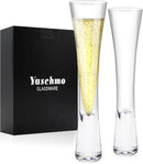 Champagne Flutes Set of 2, Hand Blown Crystal Champagne Glasses, Modern Unique Design, Lead-Free Prosecco Flutes, Elegant Toasting Glasses Gift for Wedding, Anniversary, Birthday, Christmas by CozyNest Decor
