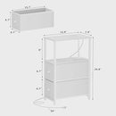 TUTOTAK Small Narrow LED End Table with Charging Station, Side Table Outlets, Nightstand with 2 Cloth Drawers, Couch Table, for Living Room, Bedroom, Bedside, White TB01BW085L by CozyNest Decor