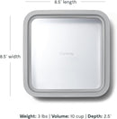 Caraway Glass Food Storage, 10 Cup Glass Container - Ceramic Coated Food Container - Non Toxic, Non Stick Lunch Box Container with Glass Lids. Dishwasher, Oven, & Microwave Safe - Square Shape - Gray by TinyTreasures Baby Boutique