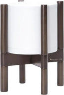D'vine Dev Planter Pot with Stand - 8 Inch Plastic Cylinder Flower Pot with Wood Planter Holder for Indoor, Matte White Pot + Walnut Color Stand, 55-C-I-1 by GreenHaven Gardens