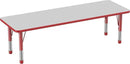 FDP Rectangle Activity School and Classroom Kids Table (24 x 72 inch), Chunky Toddler Legs, Adjustable Table Height 15-24 inches - Gray Top and Red Edge by CozyNest Decor