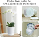 4 inch Clear Orchid Pots with Holes Match White Plastic Orchid Planter,Set of 2,Double Layer Plant Nursery Pots Own Scientific Controlling Roots Technology by GreenHaven Gardens