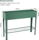 Raised Garden Bed, Elevated Planter Green Metal Plant Box with Legs Standing Garden Stand Drainage Holes Green (Green 40" L x 11" W x 31" H) by GreenHaven Gardens