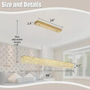 W48 Rectangular Gold Crystal Chandelier Modern Rectangle Pendant Ceiling Light Fixture for Living Room Dining Room Kitchen Island Bar by CozyNest Decor