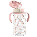 Evorie Tritan Spill Proof Toddler Straw Sippy Cup, 10 oz for Baby and Toddlers 1-3 Years Old, No Spill Straw Water Bottle with Removable Handles, Ideal for School, BPA-Free, Pink Rabbit by TinyTreasures Baby Boutique