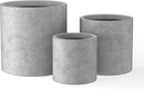 Kante 9.8",12.6",15.7" Dia Round Concrete Planter Set of 3, Modern Style Large Cylindrical Plant Pot with Drainage Hole and Rubber Plug for Indoor Outdoor Patio, Natural Concrete by GreenHaven Gardens