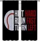 Baseball Blackout Curtains for Boy Girl Room Darkening Decor,Sport Theme Red and White Motto Dark Bedroom Living Room Home Rod Pocket Thermal Insulated Window Curtain/Drapes Panel,84x63 Inch… by TinyTreasures Baby Boutique