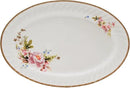 Lynns Paradise Timeless Rose 14-Inch Oval Platter, Set of 2, Pink; Heavy Duty; Chip Resistant; Lead and Cadmium Free; Freezer to Oven Safe up to 500°F by CozyNest Decor