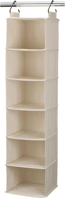 Household Essentials Cedarline 6-Shelf Hanging Closet Organizer, Heavy-Duty Cotton Canvas, Breathable, Versatile, Compact, Perfect for Rod or Wire Closets, Natural by CozyNest Decor