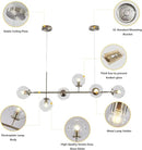 KCO Lighting 6 Light Bubble Glass Pendant Light Mid Century Modern Globe Sputnik Chandelier Linear Chandelier Lighting Brushed Nickel Hanging Light Fixture for Kitchen Island Dining Room by CozyNest Decor