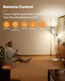 LED Tree Floor Lamp Silver, 36W Super Bright Standing Lamp with Remote Control, 4 Color Temperatures, 3 Rotatable LED Lights, Dimmable Floor Lamps for Living Room, Bedroom, Office by CozyNest Decor