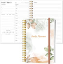 Daily Planner Undated - A5 To Do List Notebook Hourly Schedules, Spiral Appointment Planner for Women and Men, PVC Hardcover, Inner Pocket, Elastic Closure, 5.8" x 8.3", Rose Leaf by TinyTreasures Baby Boutique