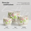 Ceramic Plant Pots with Drainage Holes and Saucers, Round Flower Pots for Indoor Plant, 3.9/5.2/6.7 Inches Small Flower Planters Set of 3 by GreenHaven Gardens