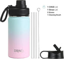 DRINCO Stainless Steel Water Bottle Spout Lid Vacuum Insulated Double Wall Water Bottle Wide Mouth (40oz 32oz 22oz 18oz 14oz) Leak Proof Keeps Cold or Hot (14 oz, 14oz Macaron) by CozyNest Decor