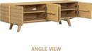 NTC Sapa Mid-Century Modern Solid Wood TV Stand 4-Door Media Console with Carved Geometric Fronts for TVs up to 75", Effortless Assembly, Sand by CozyNest Decor