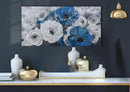 Mofutinpo Large Flower Painting Wall Art, 24x48, Modern Home Decor, Living Room Wall Decorations, White Blue Flower Prints Artwork, Waterproof UV Resistant Canvas, Wall Art for Bedroom by CozyNest Decor