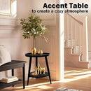 Small Round Side Table, 2-Tier Mid Century Modern Side Table, Round End Table Small Side Table for Living Room, Metal Frames, Black by CozyNest Decor