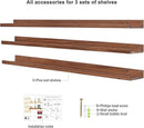 AZSKY 48 Inch Long Floating Shelves Wall Mounted Light Walnut Narrow Photo Picture Ledge Shelves Set of 3 Nursery Book Shelves Photo Frames Display Shelves Kitchen Spice Rack by CozyNest Decor