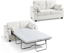Pull Out Sofa Bed, Full Size Sleeper Sofa, 2-in-1 Convertible Corduroy Couch with USB Charging, Memory Form Couch for Living Room, Apartment and Small Space (Beige, Chenille - Full Size) by CozyNest Decor