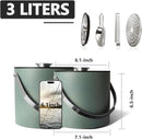 3L Ice Bucket with Silicone Lid, Scoop, Tongs & Strainer, Stainless Steel Double Wall Insulated Ice Buckets for Parties & Cocktail Bar, Outdoor Champagne Ice Container Bin, Dusty Green by CozyNest Decor