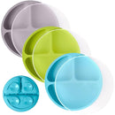 WeeSprout Suction Plates with Lids for Babies & Toddlers - 100% Silicone, Dinnerware Stays Put, Divided Design for Picky Eaters, Microwave & Dishwasher Friendly, 3 Pack by TinyTreasures Baby Boutique