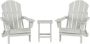 WO Home Furniture Adirondack Chairs Table Set of 3 PCS Outdoor Folding Chairs Side End Table Weather/UV Resistant for Lawn, Garden, Bon Fire, Balcony (Sand)