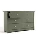 Storkcraft Crescent 6 Drawer Double Dresser (Olive) – GREENGUARD Gold Certified, Nursery Dresser for Kids Bedroom by TinyTreasures Baby Boutique