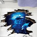 Quanhaigou 3D Wall Decals Stickers Wall Murals Wallpaper Decor for Home Floor Living Room (Blue Dolphin) by CozyNest Decor