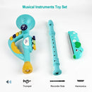 Generic Toddler Musical Instruments Toy, Trumpet, Harmonica, Recorder Flute for Kids Baby, Musical Toys Set for Children, Gifts for Boys Girls Ages 2 3 4 5, Blue by TinyTreasures Baby Boutique