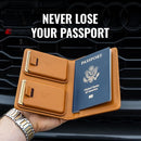 Kings Loot Passport Holder Wallet | RFID Protected Leather Travel Wallet with Built-in Trackable Holder | Holds 1-6 Cards & Passport | Slim & Stylish Wallets (Cognac) by TinyTreasures Baby Boutique