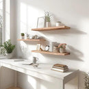 Light Wood Floating Shelves for Wall Rustic Wall Shelves for Bedroom Set of 6 by CozyNest Decor